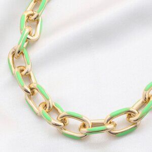 Color Metal Oval Link Necklace